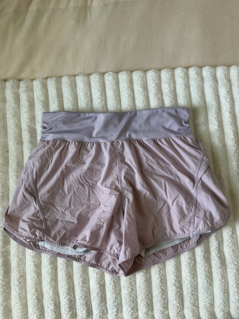 Fabletics Lavender Athletic Fold-Over Waist Shorts